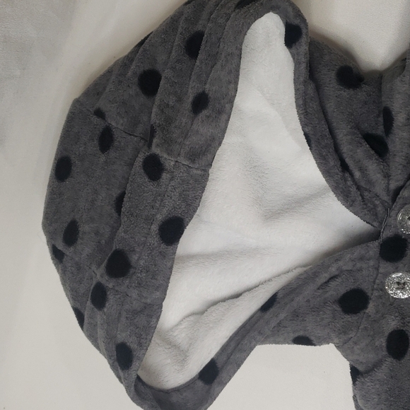 5/$30 CARTER'S Fleece Polka Dot Hooded Peplum Jacket - Picture 3 of 6